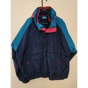 Tri Mountain Windbreaker Jacket Navy/Blue/Teal/Red 90s Retro Outdoor Sport‎